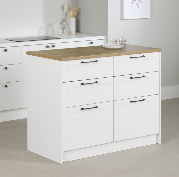 Toscano 6-drawer Kitchen Island - White And Maple Nutmeg 