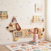 Qaba Dachshund Activity Wall Busy Board, Wooden Montessori Sensory Toys for 1.5-6 Y, Interactive Learning Activity Center for Playroom Nursery, Educational Toys for Toddler