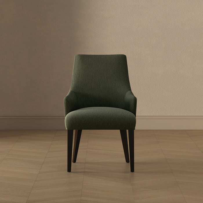 Beever Modern Chenille Wood Armchair in Forest Green