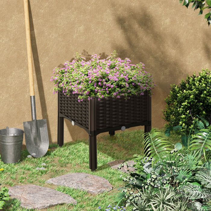 Outsunny Raised Garden Bed Pp Raised Flower Bed Vegetable Herb Grow Box Stand