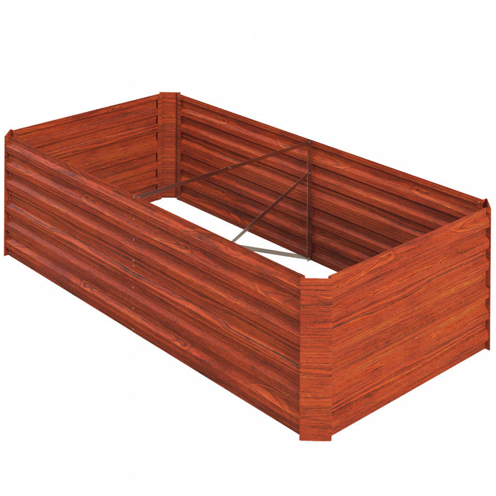 Outsunny Raised Garden Bed Metal Planter Box with Reinforced Rods, Rustic Brown