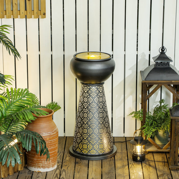 Outsunny Outdoor Water Fountain Waterfall Fountain With Led, Multi-colour