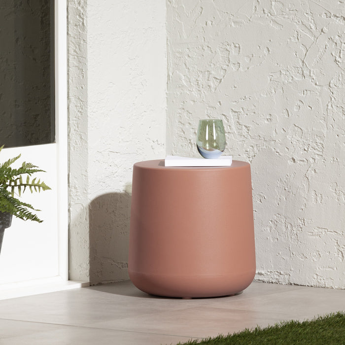 Dalya Round Patio Chairside Table - Burnt Orange