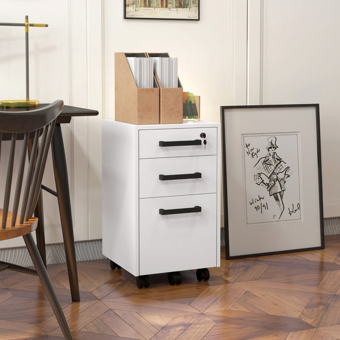 Homcom 3 Drawer File Cabinet With Hanging Bar For Letter A4 Size