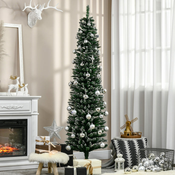Homcom 6ft Artificial Snow Dipped Pencil Christmas Tree With 570 Branch Tips
