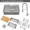MultiSINK 33 in. Dual Mounted 3-Level Workstation Kitchen Sink, Faucet, Glass Rinser,Stainless Steel- D-WP31 Laundry Combo | Evier poste de travail MultiSINK 33 po, double pose, 3 niveaux, robinet, rince-verre, inox-D-WP31