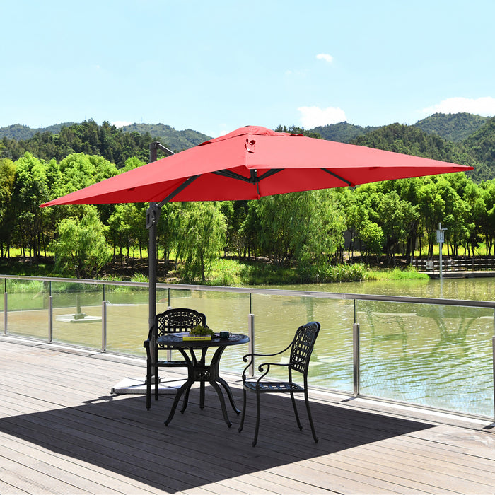 Costway 10x10 ft Patio Offset Cantilever Umbrella Aluminum 360° Rotation Tilt Orange