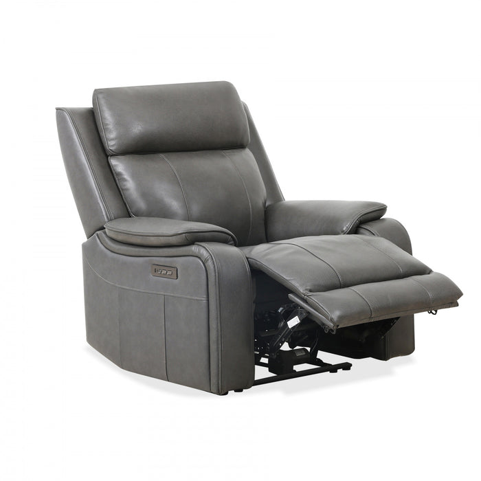 Marlow 37 in. Leather Match Power Glider Recliner with USB/USB-C - Charcoal