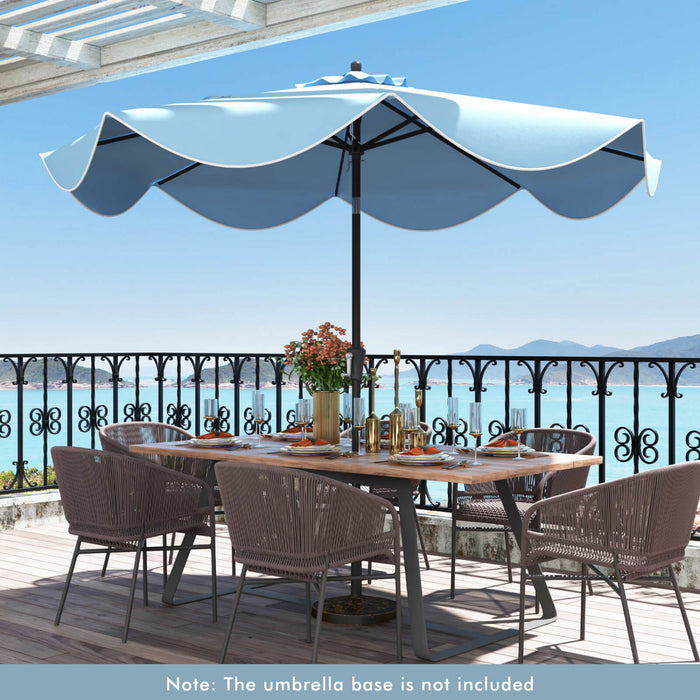 Costway 9 FT Patio Umbrella 2-Tier Market Table Umbrella with Crank Handle & 8 Ribs Navy