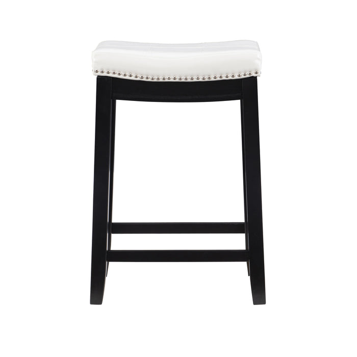 Claridge Faux Leather Backless Counter-Height Stool - Black and White