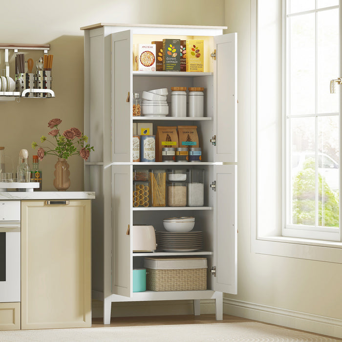 HOMCOM Kitchen Pantry with Sensor LED Light Pantry Storage Cabinet White