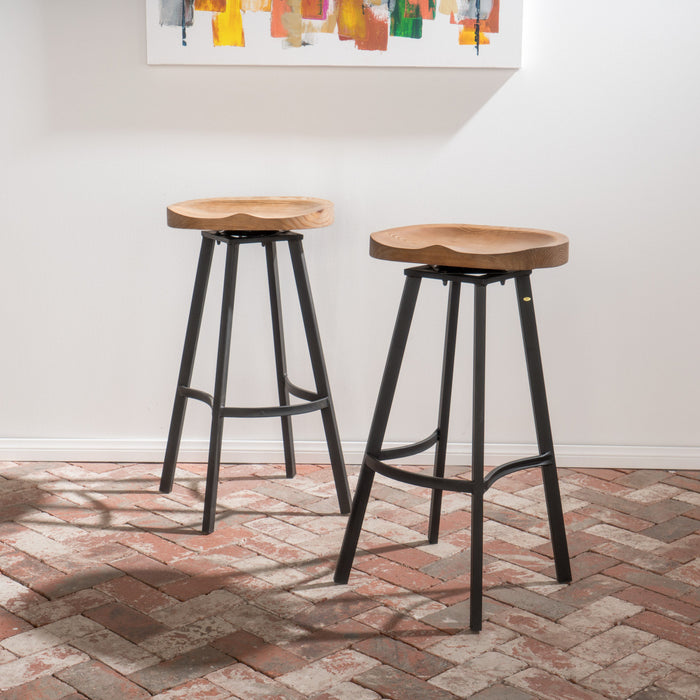 Larry Swivel Barstool Set Of 2 With 360° rotating Seat - Antique Natural