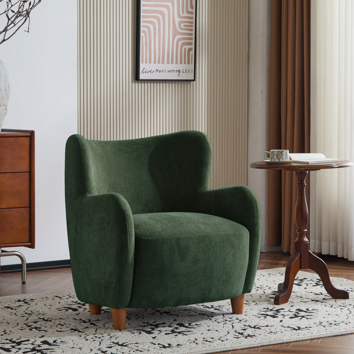 Sophia Upholstered Comfortable Armchair with Wingback,Olive Green Accent Chair