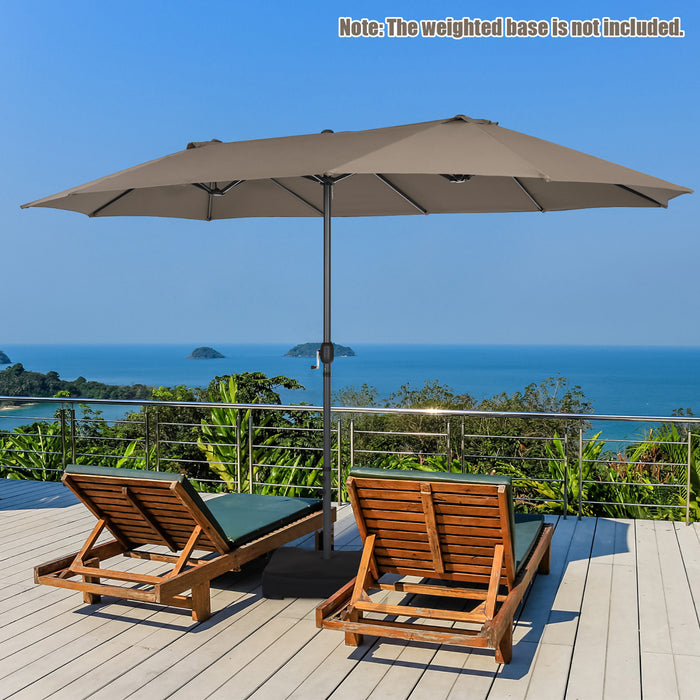 Costway 15FT Patio Double-Sided Umbrella Crank Outdoor Garden Market Sun Shade Coffee