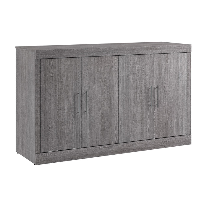 Bestar Nebula 75 W Queen Cabinet Bed with Mattress - Bark Grey