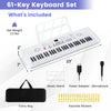 Costway 61 Key Keyboard Piano for Beginners,Electric Portable Digital Piano with Music Stand White