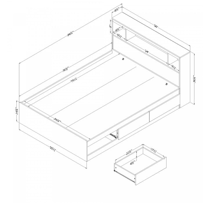Fusion Storage Bed And Bookcase Headboard Set Pure White - South Shore