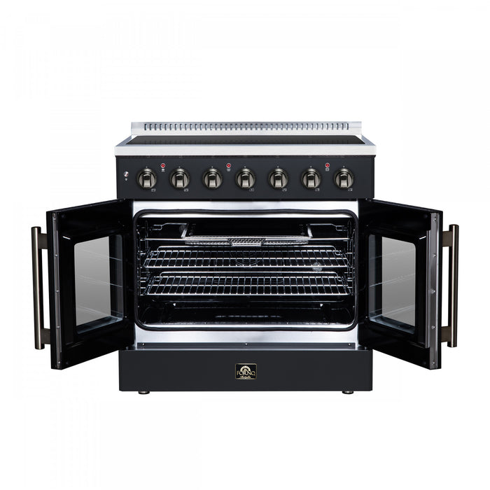 Galiano 36 Inch French Door Electric Range, 5 radiant burners, 5.36 cu.ft., Black - FFSEL6917-36BLK
