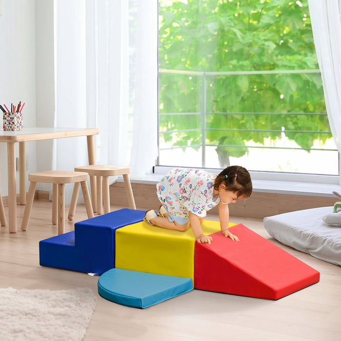Qaba Crawl And Climb Foam Play Set Toddler Nugget 4 Pieces Lightweight Interactive Set For Climbing, Crawling, Sliding Play Zone For Baby Preschooler
