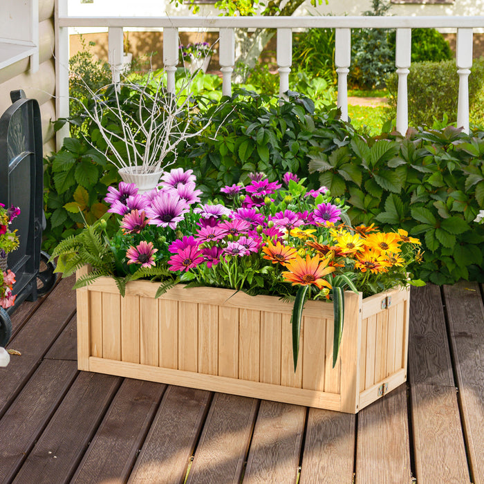 Costway Outdoor Wooden Planter Box Folding Raised Garden Plant Container W/drainage Hole