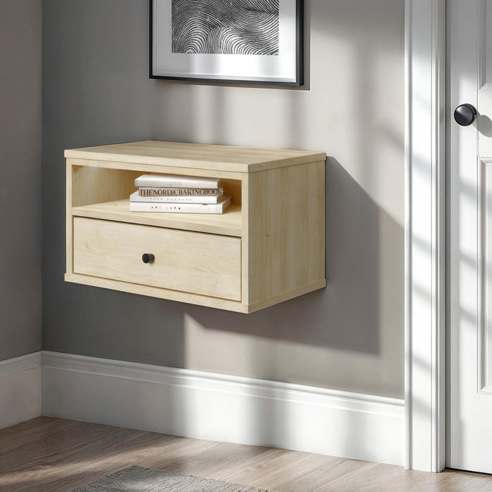 Sazena Led Floating Nightstand - Bleached Oak 