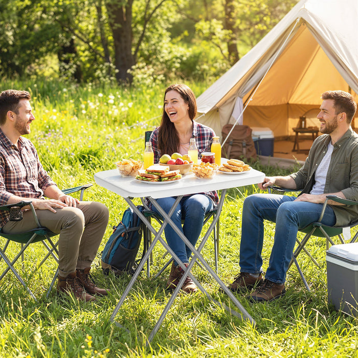 Outsunny Folding Picnic Table Adjustable 30\" x 20\", White