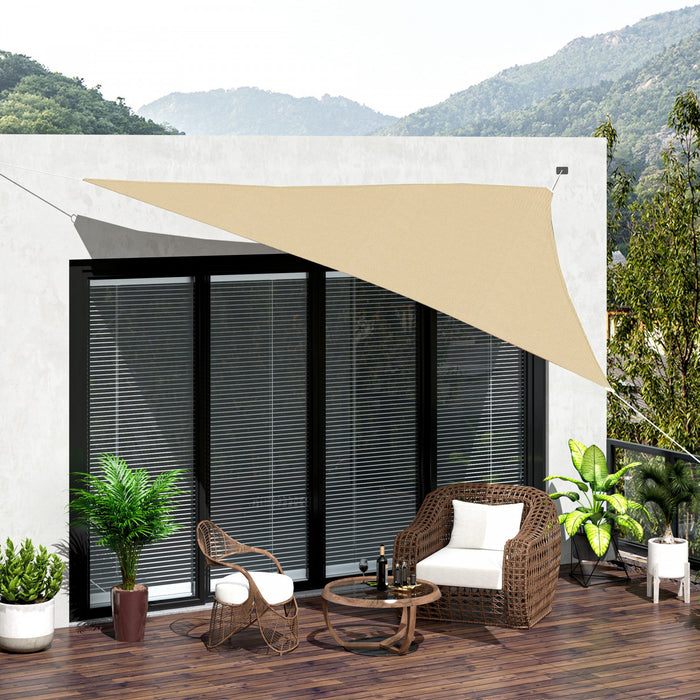 Outsunny Triangle 12' Canopy Sun Sail Shade Garden Cover Uv Protector Outdoor Patio Lawn Shelter With Carrying Bag, Sand
