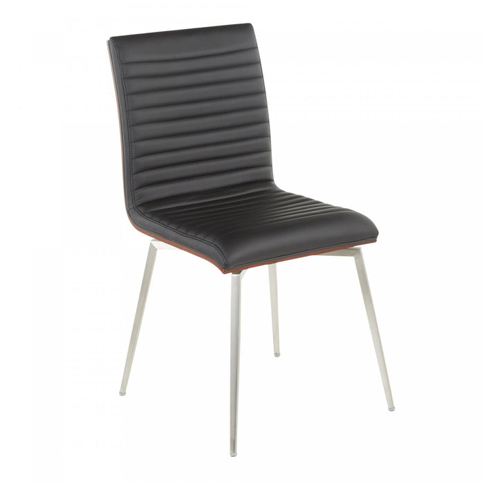 LumiSource Mason Black Faux Leather Contemporary Dining Accent Chair with Swivel - Set of 2