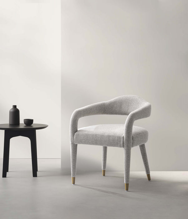 Aspen Mid-Century Modern Upholstered Tweed Armchair in Silver Lining