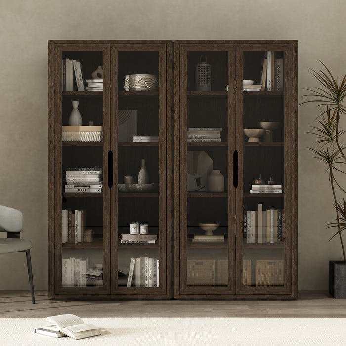 Rivington Modern 38\" Bookcase Cabinet in Walnut - Set of 2