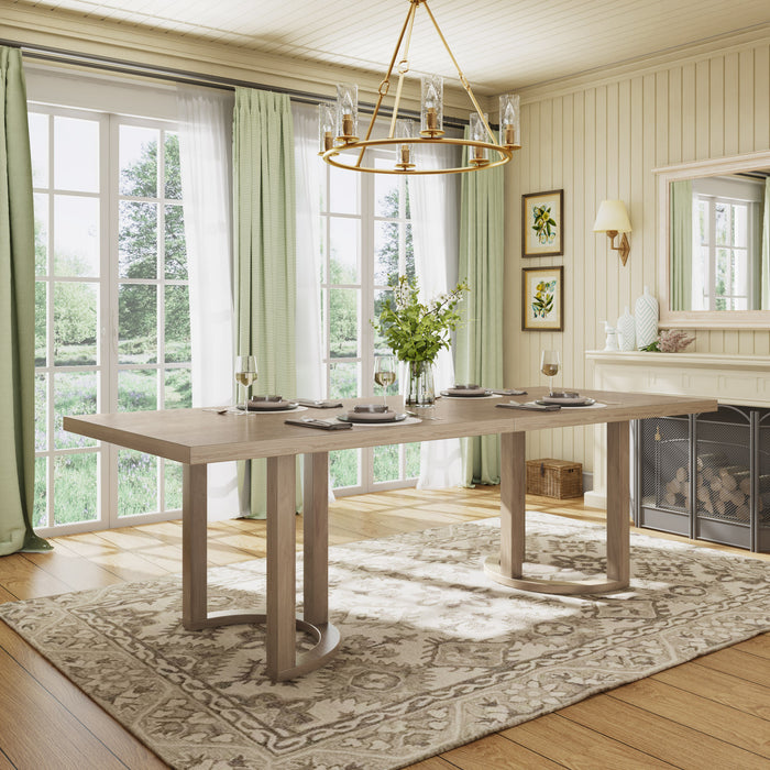 Ethan Dining Table With U-base, Solid Wood and Mdf, 95\"w - Natural