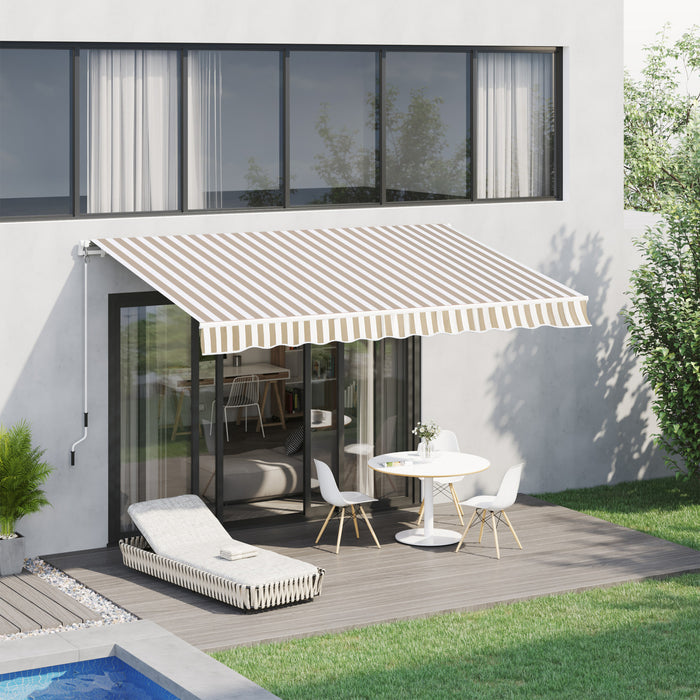 Outsunny Retractable Awning Manual Sun Shade Shelter Beige