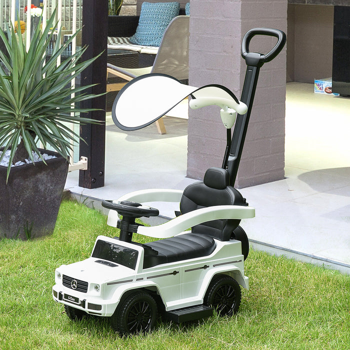 Aosom Compatible Ride-on Sliding Car G350 Walker Foot To Floor Slider Stroller Toddler Vehicle Push-along With Horn Steering Wheel No Power Manual Under Seat Storage Safe Design, White