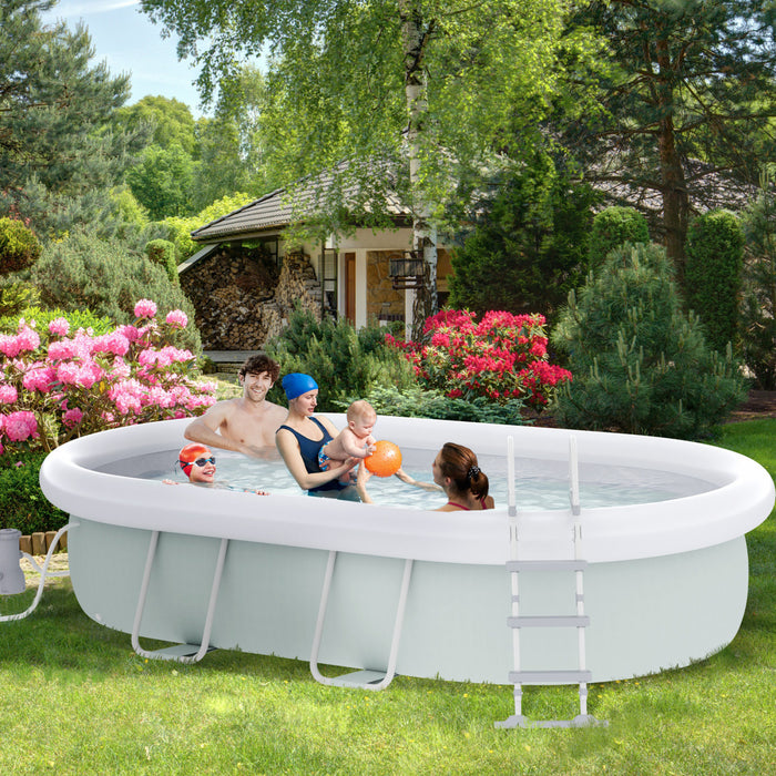 Outsunny Above Ground Swimming Pool, Non-inflatable Rectangular Frame Pool