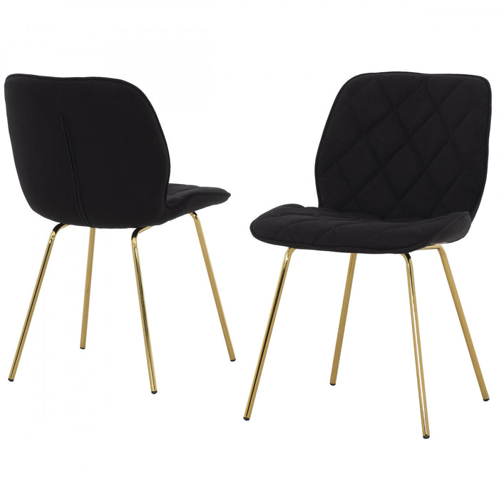 Brynlee Black Tufted Accent Chair with Gold Legs (Set of 2)