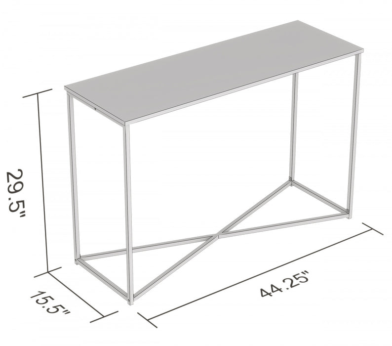 44” Console Table - Dark Taupe With Black Metal Base