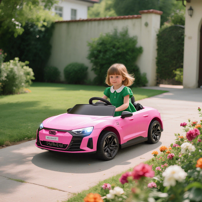 Aosom Audi Rs E-tron Gt Licensed Ride On Car, 12v Battery Powered Electric Car With Remote Control, Suspension Wheels, Soft Start, Horn, Music, Headlights, Pink