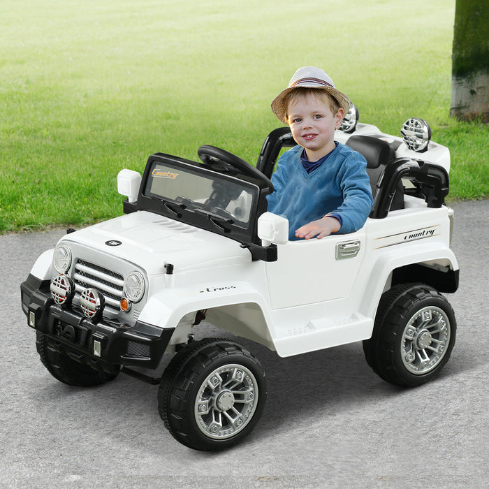 Aosom 12v Kids Ride On Car Electric Ride On Toy Truck With Remote Control 2 Speeds Lights Mp3 Lcd Indicator Perfect Gift For Children (white)