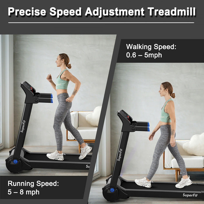 Superfit 3hp Folding Electric Treadmill Running Machine W/ Speaker Blue