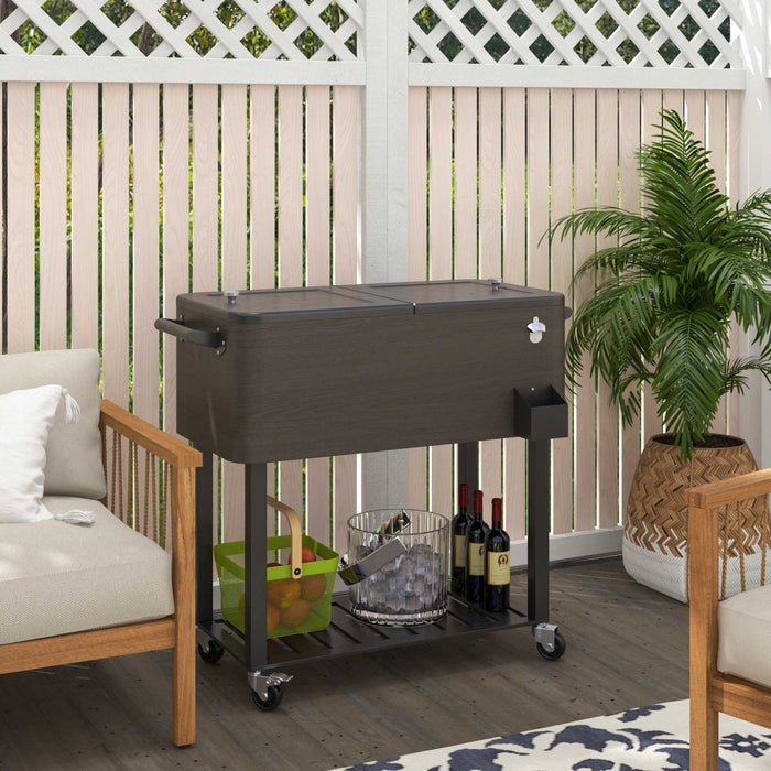 Outsunny 67-Qt Patio Cooler Cart with Bottle Opener, Rolling Ice Chest