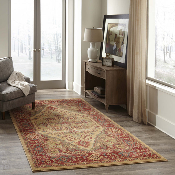 Lux Traditional 9'3\" x 12'6\" Area Rug in Ivory Indoor Area Rug