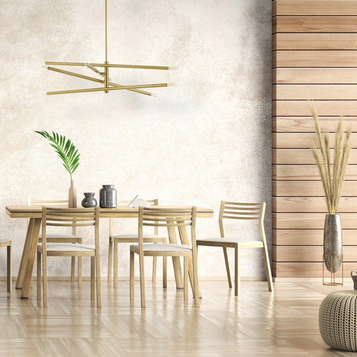 Dainolite Wand 8 Light Chandelier Aged Brass Lamp