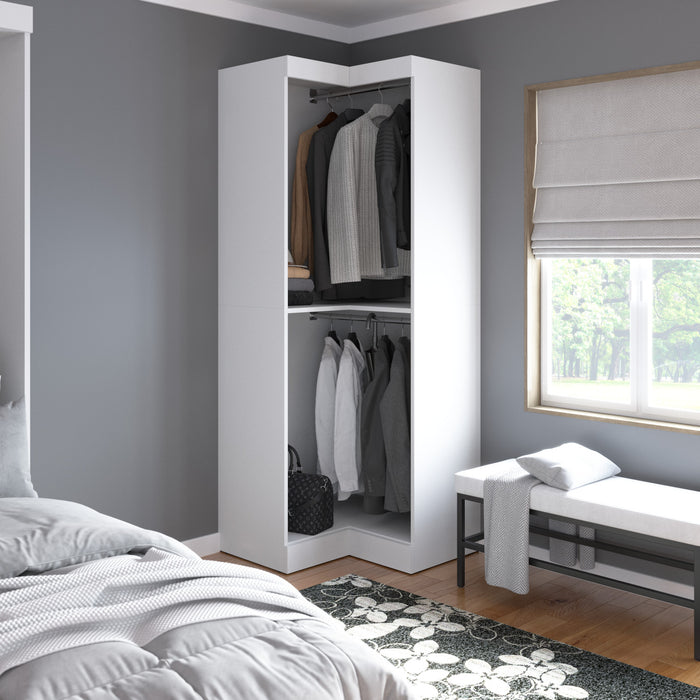 Bestar Pur 33 W Corner Closet Organizer - White