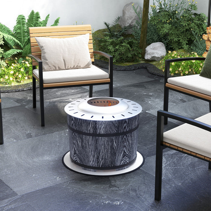 Outsunny Smokeless Fire Pit With Mat, 20\" Firepit, Magnesium Oxide, Black