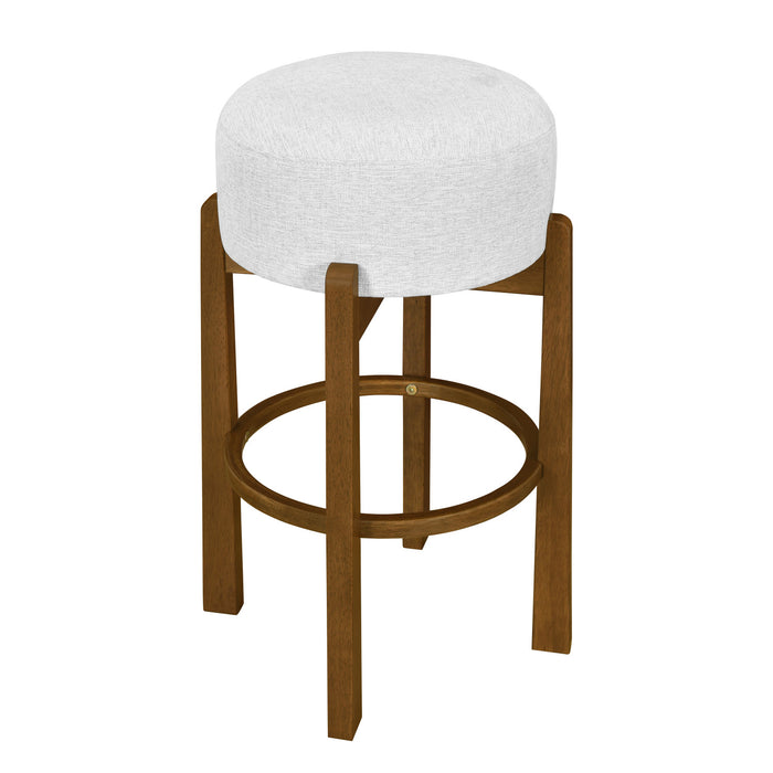 Vera Rubber Wood Bar Stool Set of 4 Indoor Seating with Round Ivory Cushion,Dark Walnut