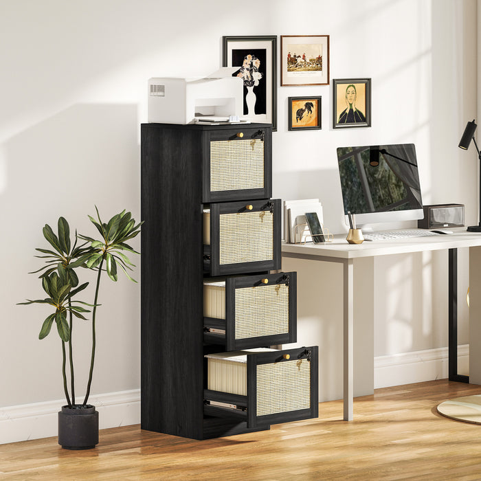 HOMCOM 4 Drawer File Cabinet Lockable Filing Cabinet for A4 Letter Black