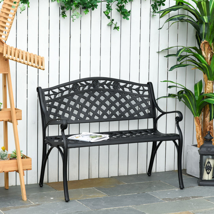 Outsunny 2-seater Aluminum Garden Bench Outdoor Loveseat Chair