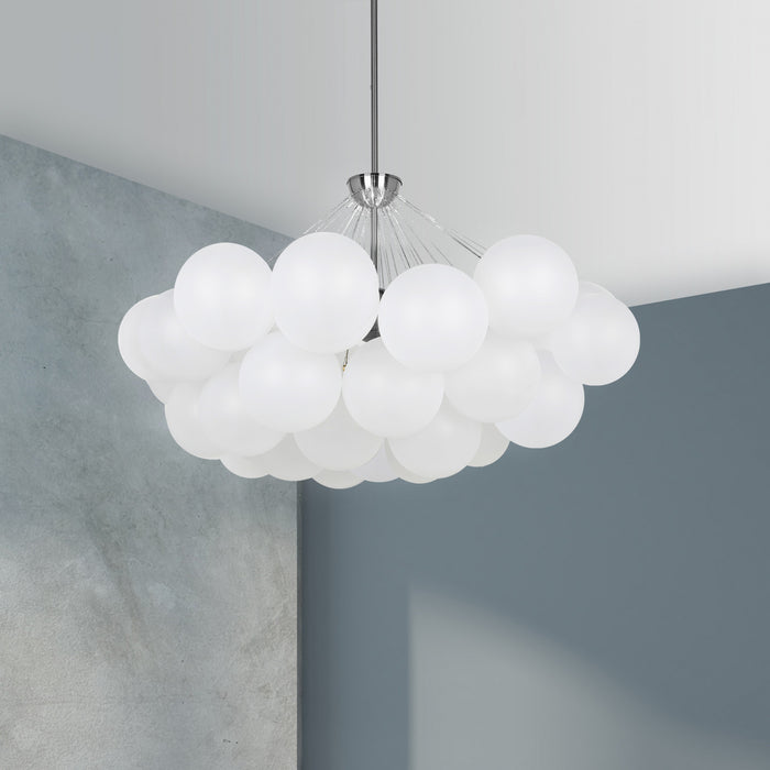Dainolite Miles 8 Light Chandelier Polished Chrome Frosted White Glass Lamp