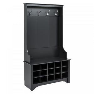 Hall Tree with Shoe Storage - Black