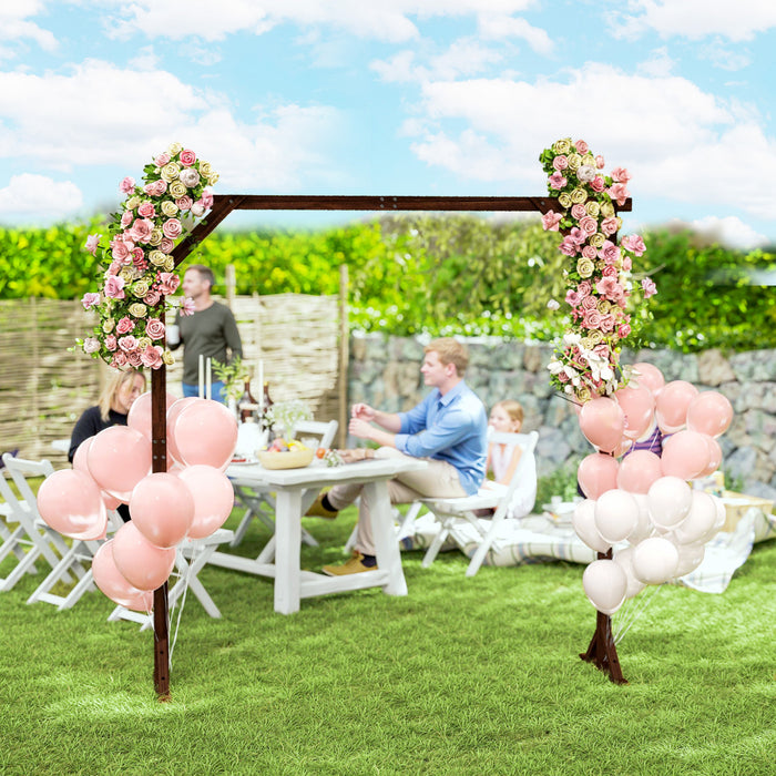 Outsunny 7ft Wedding Arch, Rectangular Wooden Arch For Ceremony, Dark Brown